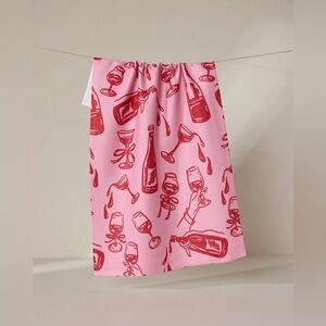 Geometry Wining and Dining Tea Towel Pink Wine Red